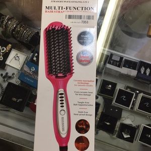 Hair straightener brush